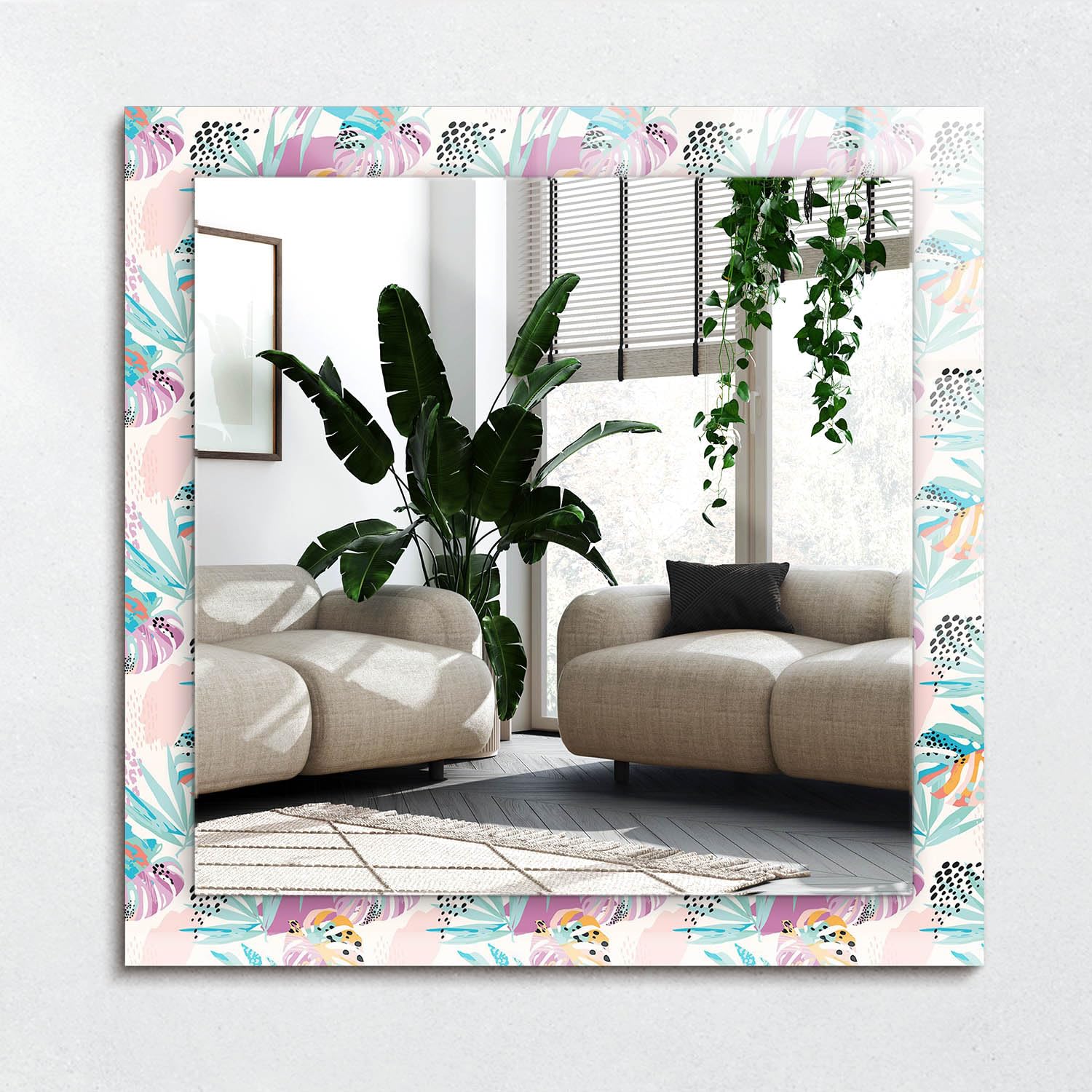 Miroir salle de bain tropical 60x60 pour une déco nature