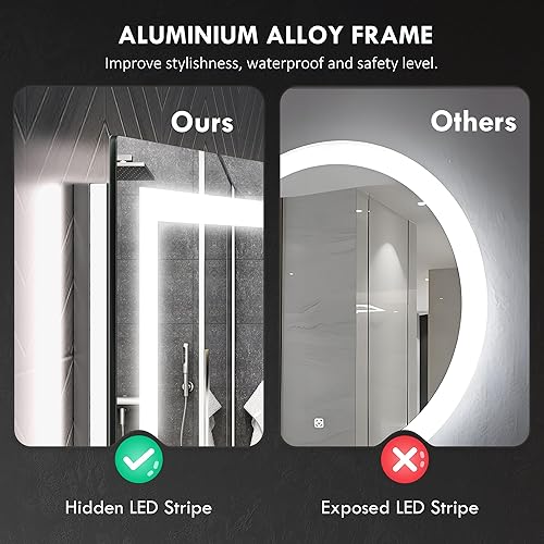 Miniatura 8 de HOMCOM Espejo de baño LED con luces, 39 x 32 pulgadas, retroiluminado frontal retroiluminado, espejo LED para baño, antiniebla, memoria, temperatura