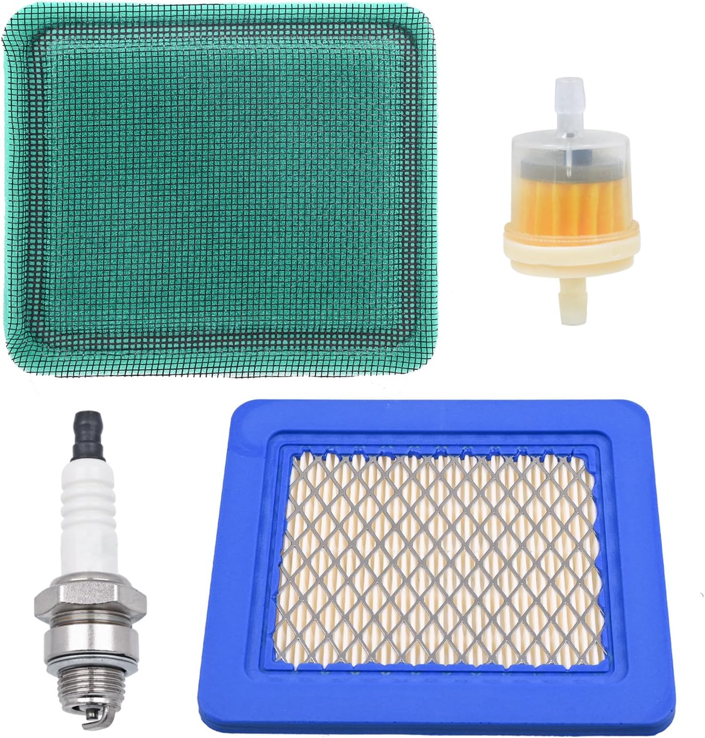 4 Pièces Filtre A Air Tondeuse + 2 Bougies D'allumage, Filtre