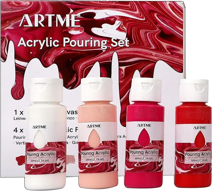 Artme Acrylic Pouring Paint Set Includes 4 x High Flow Acrylic (60ml