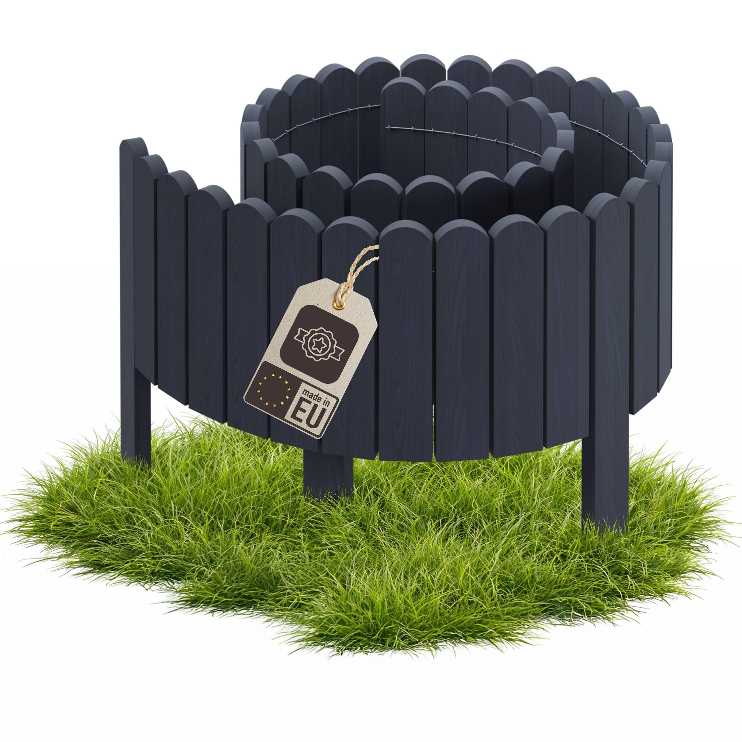 be4nature Flexible Wooden Garden Border 30 x 200 cm Grey pressure treated roll border lawn edging decorative garden fence palisade bed edging — image 1