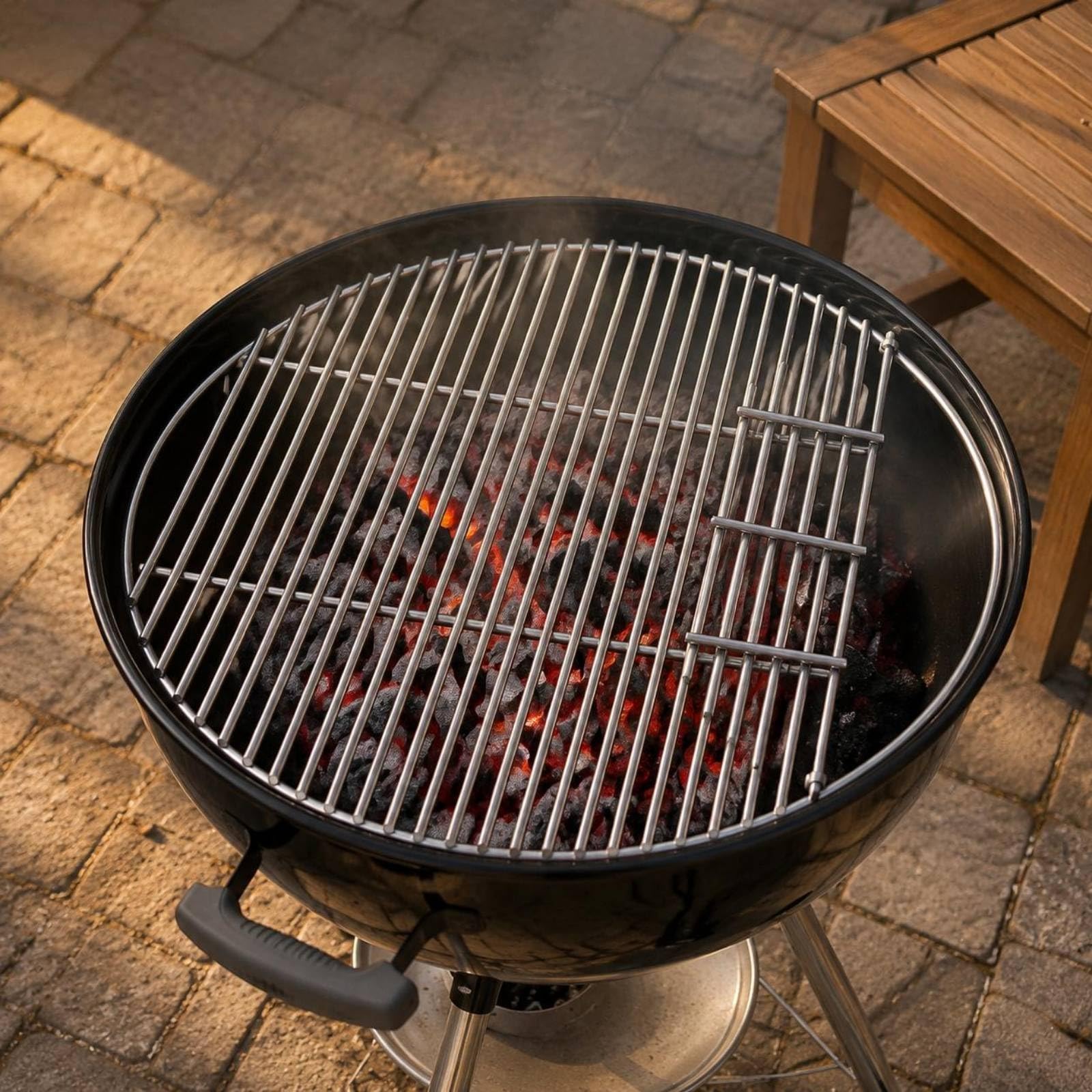 Qianly Rejilla Parrilla Acero Inoxidable Diseño Abierto Rejilla Redonda Acero Inoxidable Resistente Al Temperatura para Barbacoa, 50cm