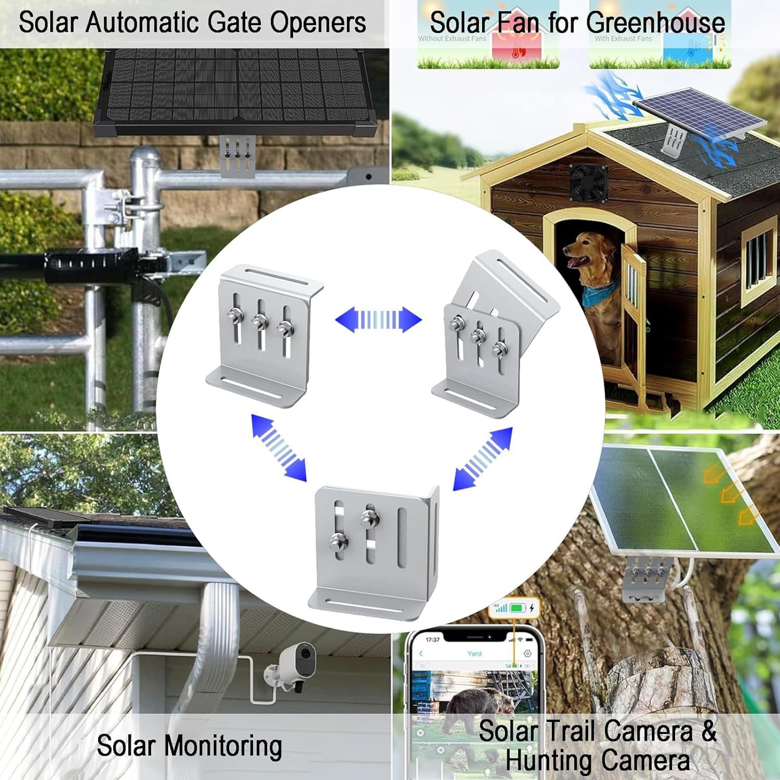 Sistemas de montaje de paneles solares de múltiples ángulos, estructura de aleaciones de aluminio, resistente al viento, con montaje solar de varios tamaños
