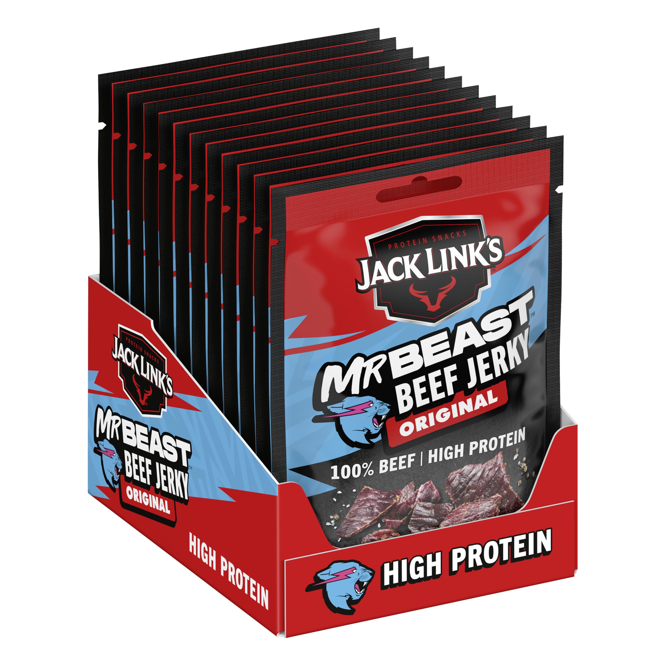 Beef Jerky Original – High Protein Meat Snack – Dried Halal Beef 25g (Pack of 12)