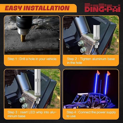 Miniatura 6 de Luces LED para látigo con bandera, antena de seguridad, lámpara de látigos con bandera para cuatrimotos, UTV, todoterreno, duna de arena, Buggy RZR,