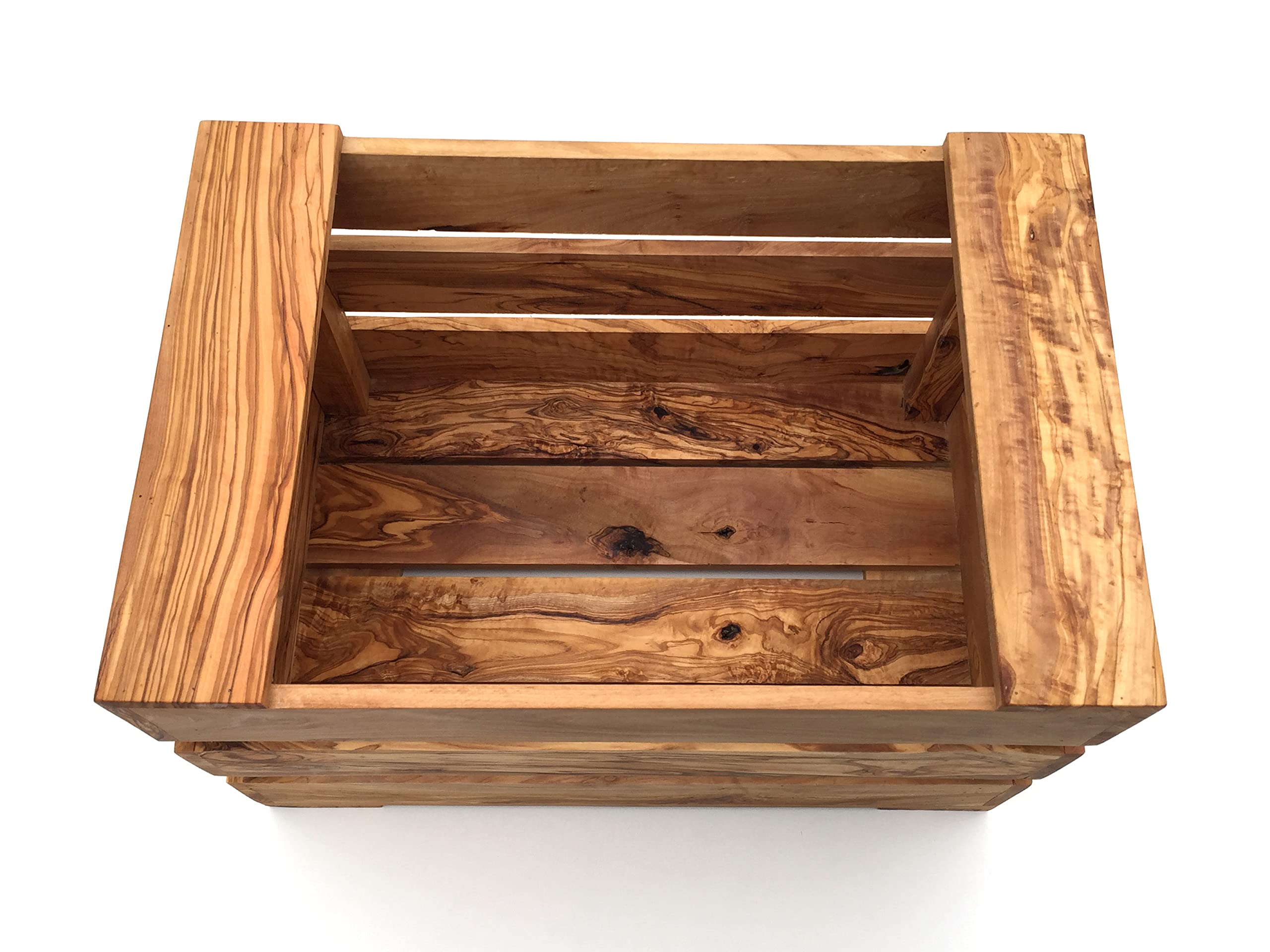 Kiste handgefertigt aus Olivenholz Größe XL 45x35x28 cm Aufbewahrung Gemüsekiste Obstkiste Dekor Holzkiste