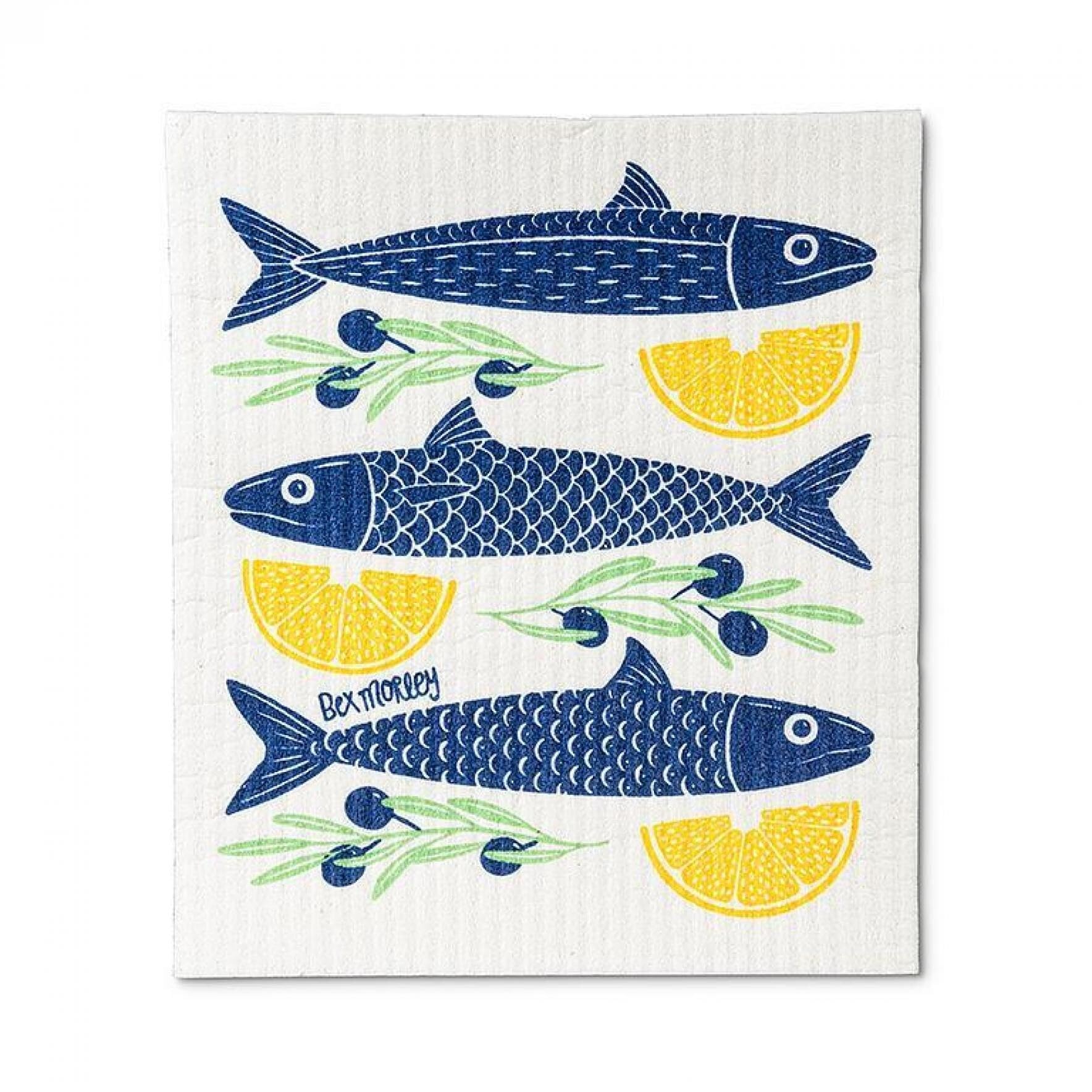 Abbott Collection Fish & Lemons Amazing schwedische Geschirrtücher, 2 Stück, Zellulose/Baumwolle (6,5 x 8 l)