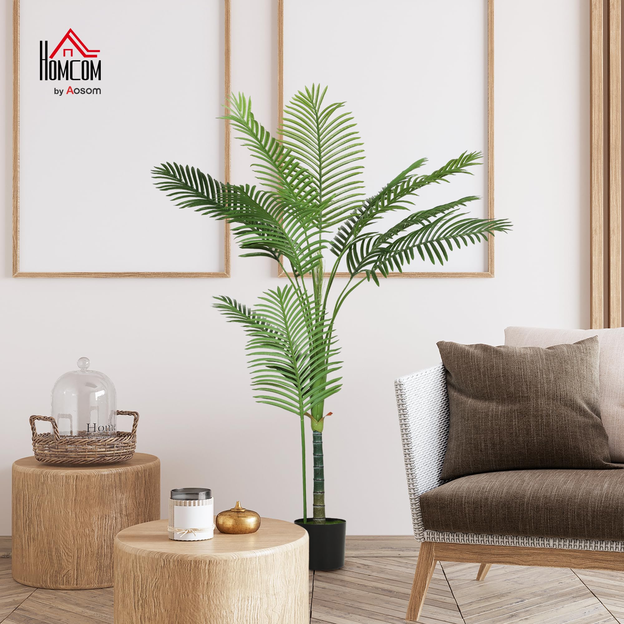 HOMCOM Pianta Finta di Palma Areca Alta 150 cm Realistica per Interni Verde