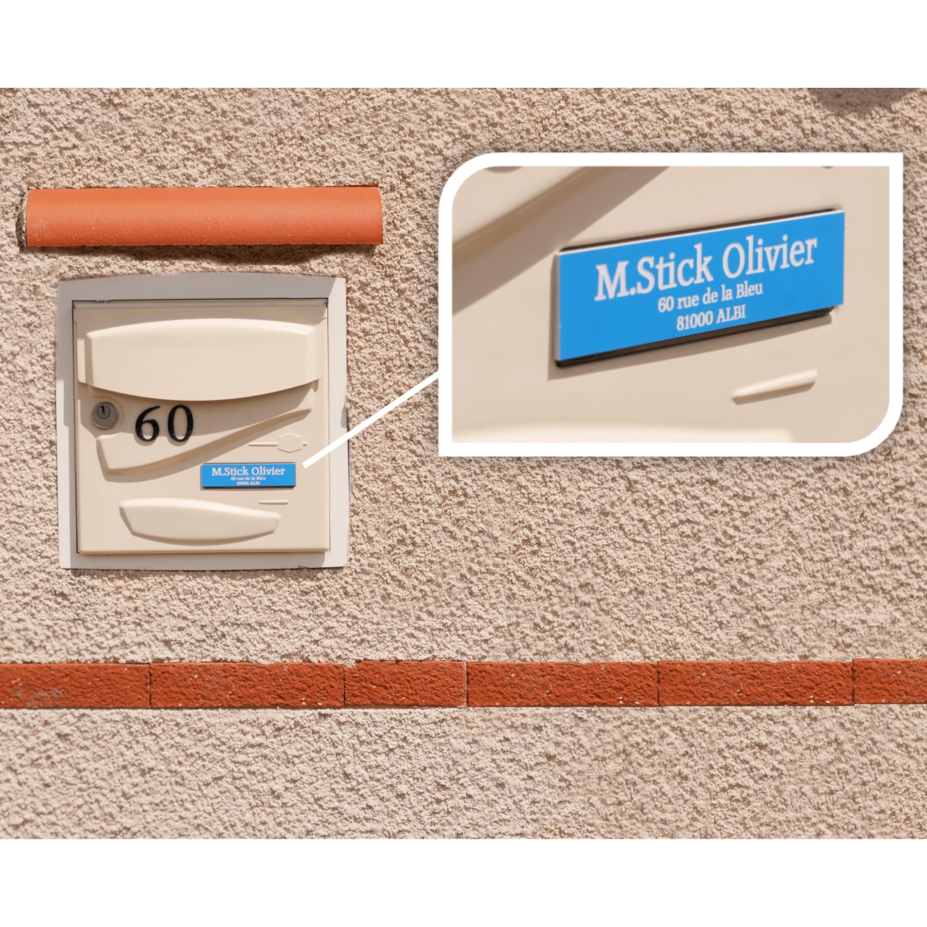 Targhetta Autoadesiva Per Cassetta Lettere - Incisa Su Alluminio Spazzolato, 10x2.5 Cm, Personalizzabile