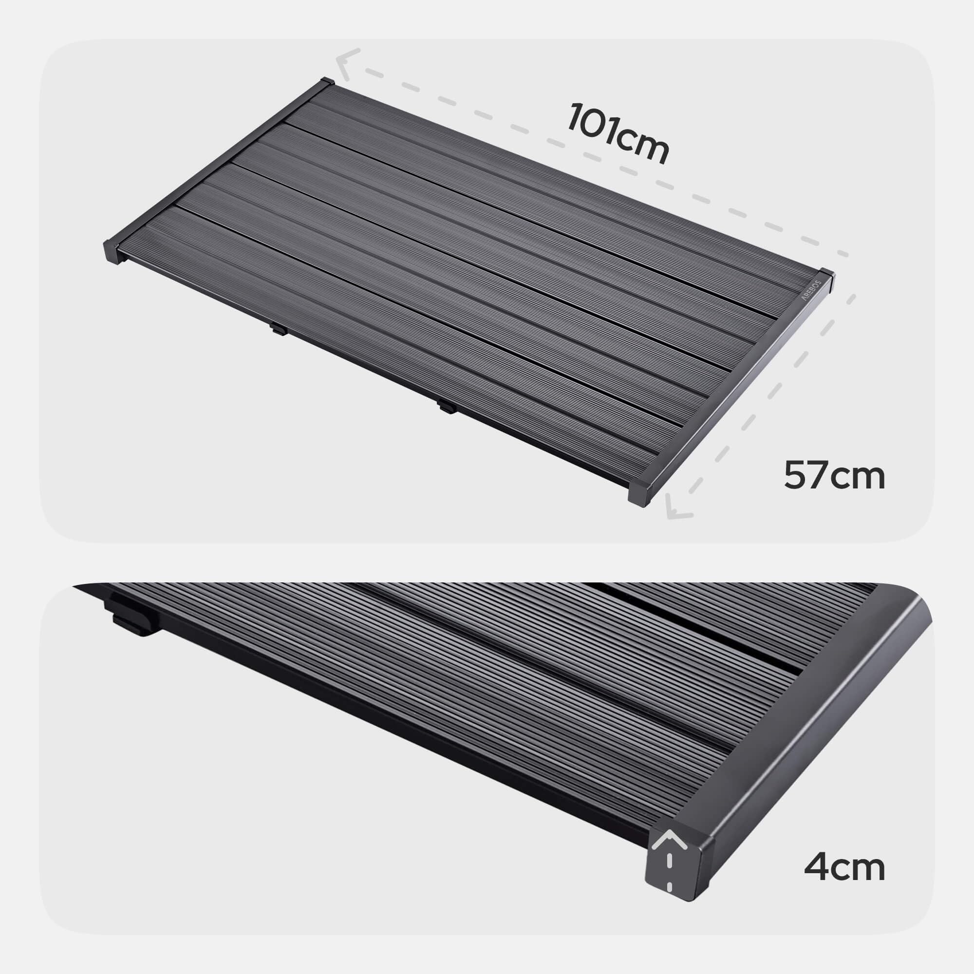 Arebos Elemento de suelo para ducha de jardín | antideslizante e impermeable | placa de suelo de PVC | compatible con tornillos | resistente a la intemperie y estable | ideal para ducha solar, terraza