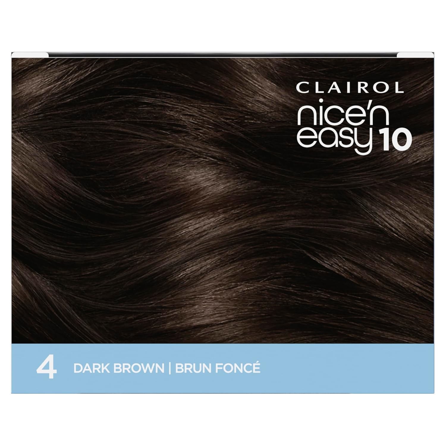 Clairol Nice'N Easy 10 Permanent Hair Dye, 4 Dark Brown Hair Color, Pack of 1
