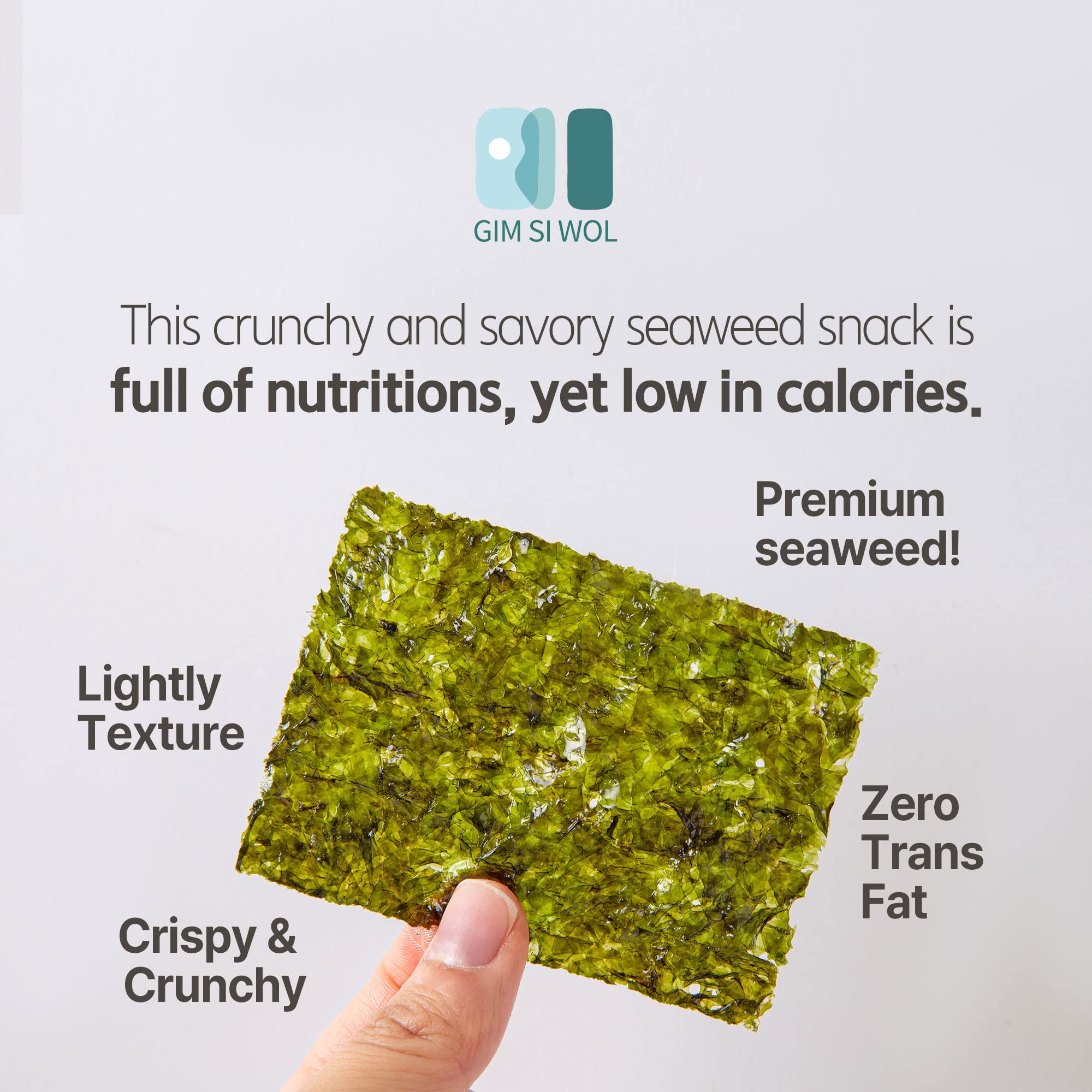 [16 Pack] Algues rôti haut de gamme Snack [Coréenne] Croustillant, rôti et légèrement salée, source d'oméga 3, des collations santé Vegan, feuilles d'algues Nori de première qualite