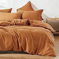 Vista 27 de Simple&Opulence Juego de funda de edredón de lino francés de 88 x 92 pulgadas, 5 piezas (1 funda de edredón, 4 fundas de almohada), mezcla de lino