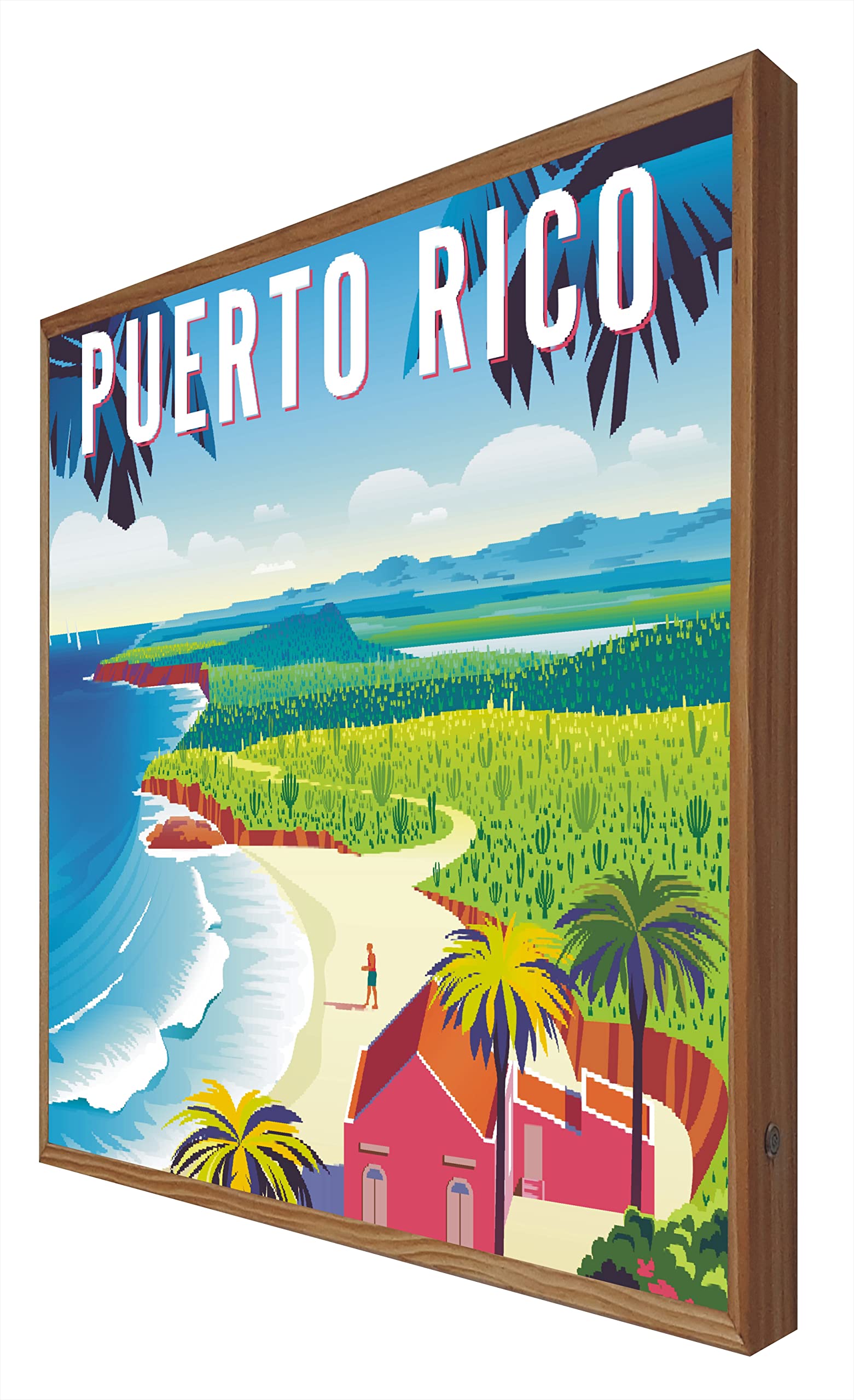 Affiche vintage rétro-éclairée Porto Rico tableau lumineux voyage rétro