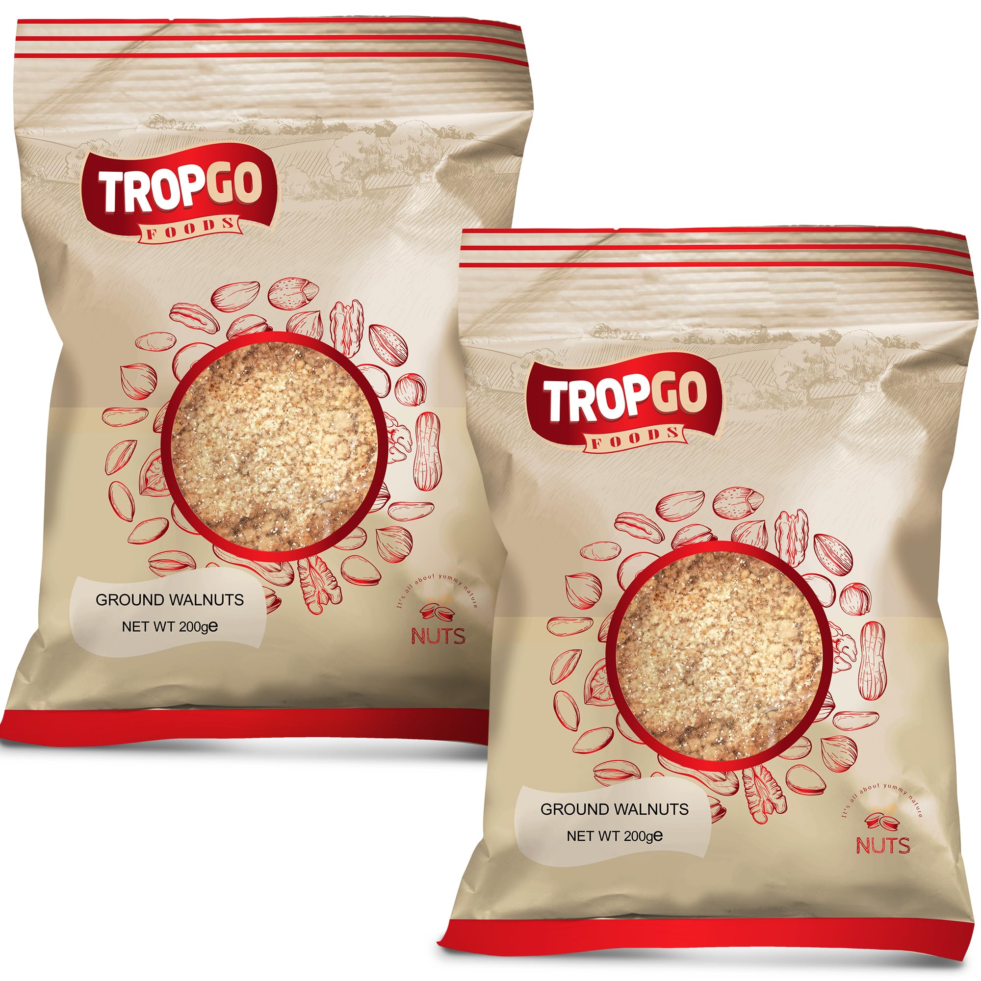Sponsored Ad – Tropgo Ground Walnuts 2 x 200g - Premium Walnuts in Resealable Bag - Healthy Snacks with Fibre, Protein, and Minerals - Kosher Walnuts Ideal for Cooking & Baking