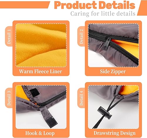 Miniatura 3 de Lifeunion - Saco de dormir para perro, impermeable, cálido, plegable, para viajes, campamento, senderismo, mochilero (gris + naranja)