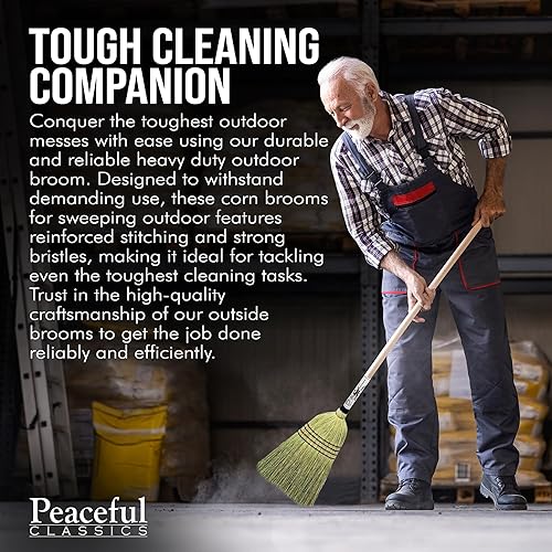 Miniatura 9 de Escoba de maíz Amish hecha a mano con mango de madera, escoba resistente de 57 pulgadas para patio, vestíbulo y mercado, 100% relleno de maíz, 4