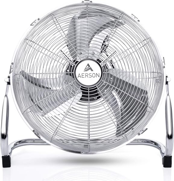 Aerson wentylator podłogowy 40 cm, 3 poziomy mocy, 100 W, wysoka przepustowość powietrza, solidne metalowe wykonanie, kąt nachylenia ok. 110 stopni