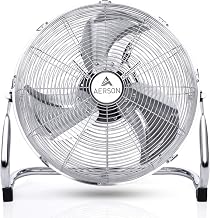 Aerson wentylator podłogowy 40 cm, 3 poziomy mocy, 100 W, wysoka przepustowość powietrza, solidne metalowe wykonanie, kąt nachylenia ok. 110 stopni