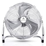 Aerson wentylator podłogowy 40 cm, 3 poziomy mocy, 100 W, wysoka przepustowość powietrza, solidne metalowe wykonanie, kąt nachylenia ok. 110 stopni