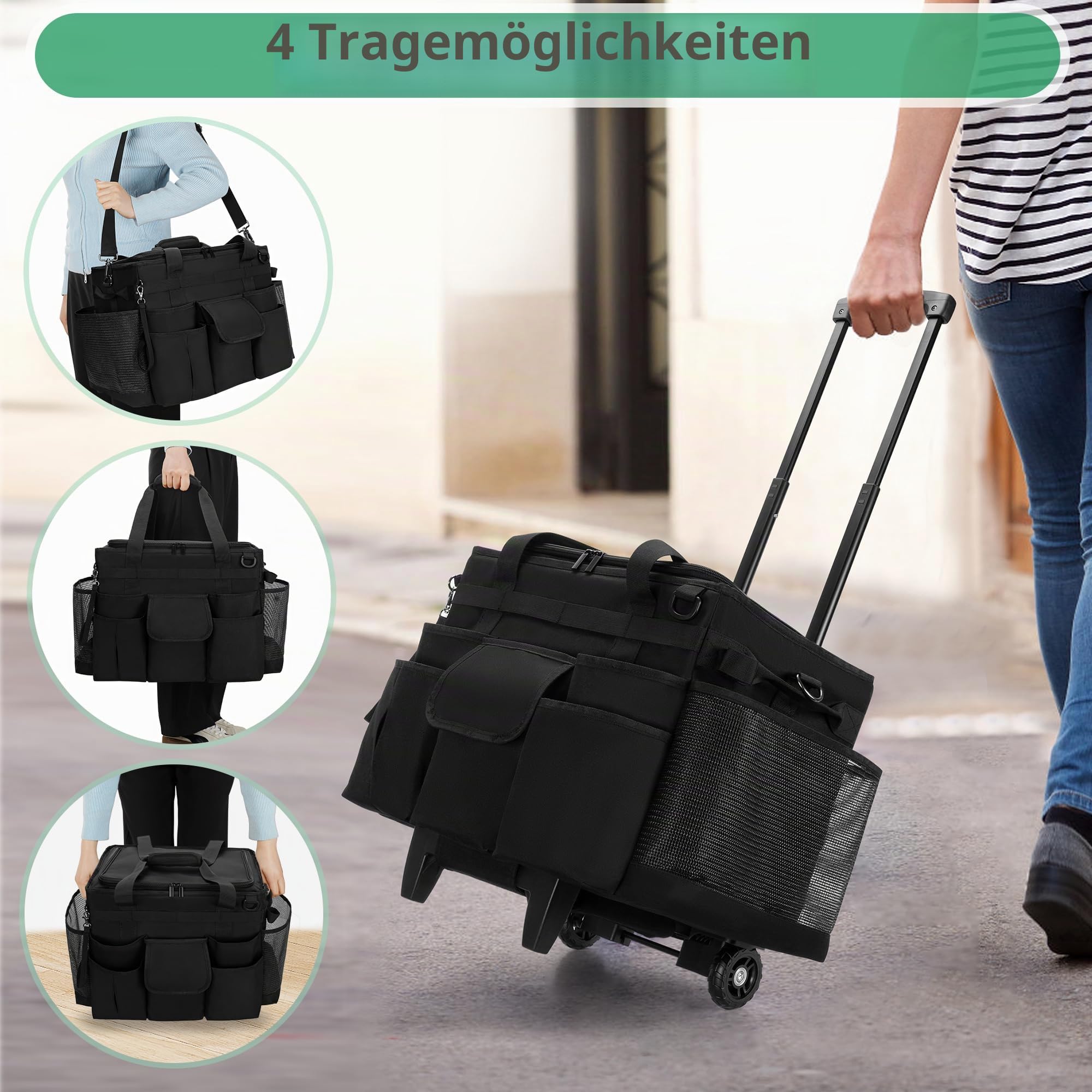 LoDrid Reinigungstasche mit Deckel und Abnehmbarem Trolley