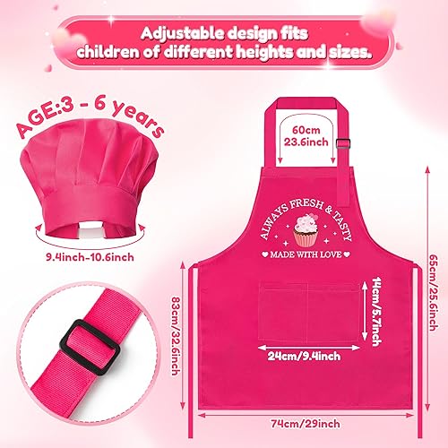 Miniatura 29 de R HORSE Juego de 2 delantales para niños y sombrero de chef, delantal de cocina azul ajustable para niños, kit de pintura y entrenamiento