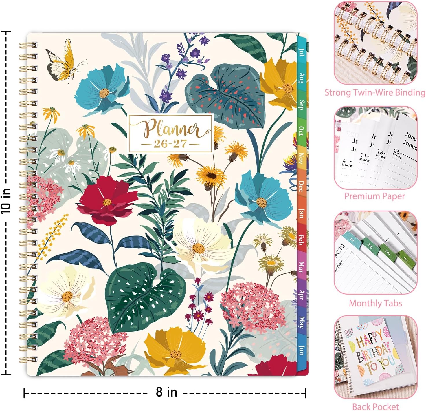 Planner 2026-2027 - Academic Planner 2026-2027, July 2026 to June 2027, Planner Weekly and Monthly, 8" x 10", Premium Paper, Twin-Wire Binding, Calendar with Tabs - Image 6