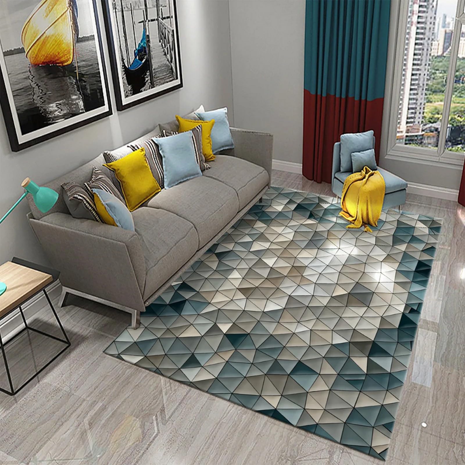 3D Printed Rugs Abstract Geometric Texture With Stripesdoormats Indoor Home Carpets Decor Rugs Home Carpets Non-Slip Durable Rug For Living Room, Bedroom, Nursery, Kids Baby Room 60 X 90 Cm -6.51436