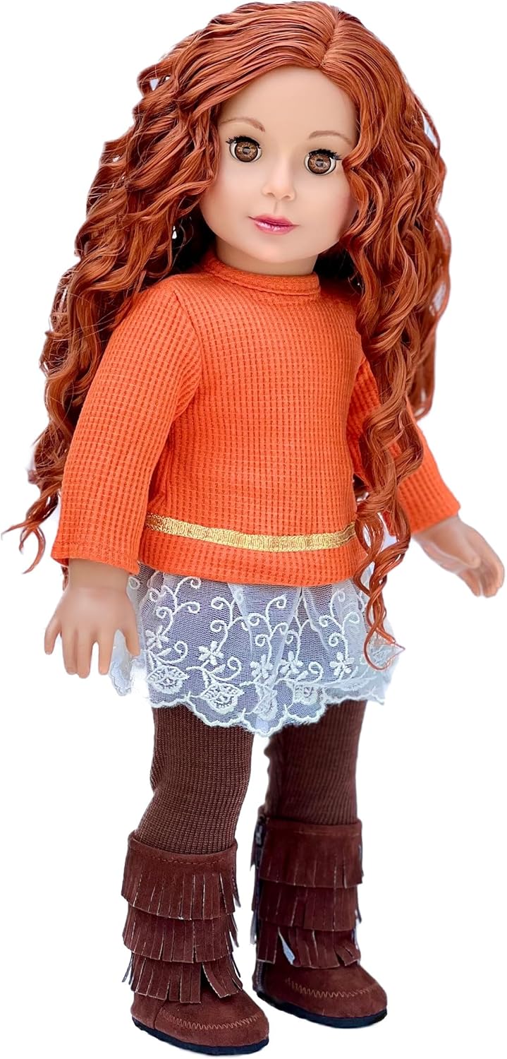 Hello Sunshine - 3 Piece Outfit - Tunic, Leggings and Boots. Clothes Fits 18 Inch Doll (Doll Not Included)