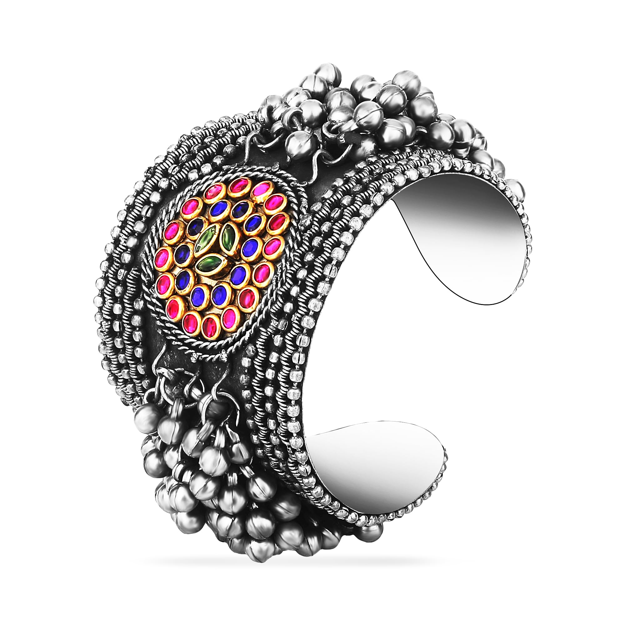 TANAIRA Jewellery for Women Oxidised Cuff Bracelet Meenakari Kada with Ghoonghroo |German Silver Tribal Traditional Antique Designer Adjustable Kada (B0D23NMJ7J) Amazon Price History, Amazon Price Tracker