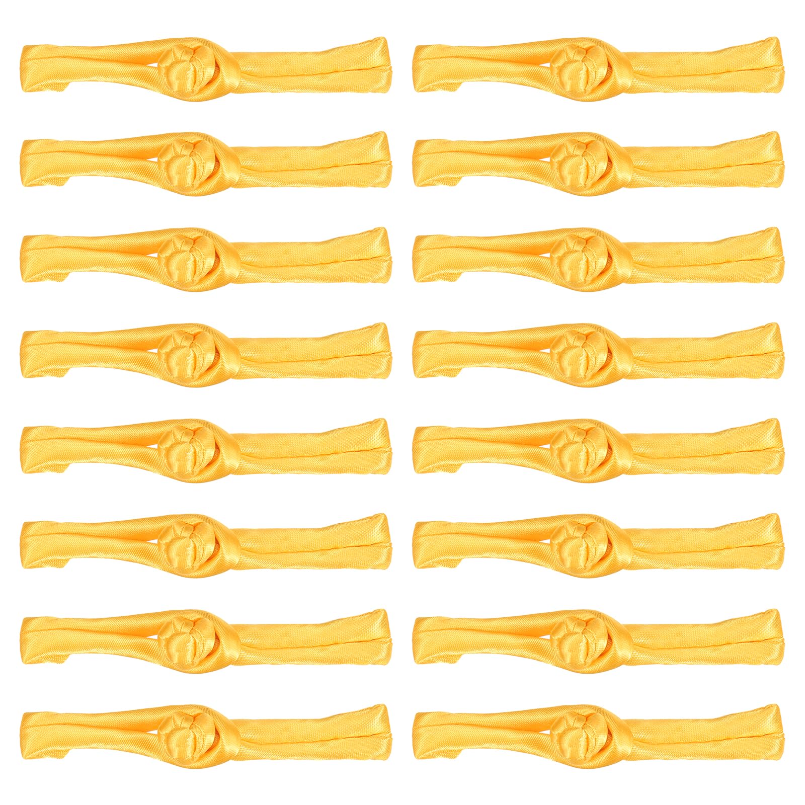 sourcing map 16 Pairs Chinese Knots Frog Buttons Closure Golden Sewing Buttons Fasteners for DIY Sewing Coats Cloak Sweater Bridal Costume Outfit, 3.54x0.47 Inch