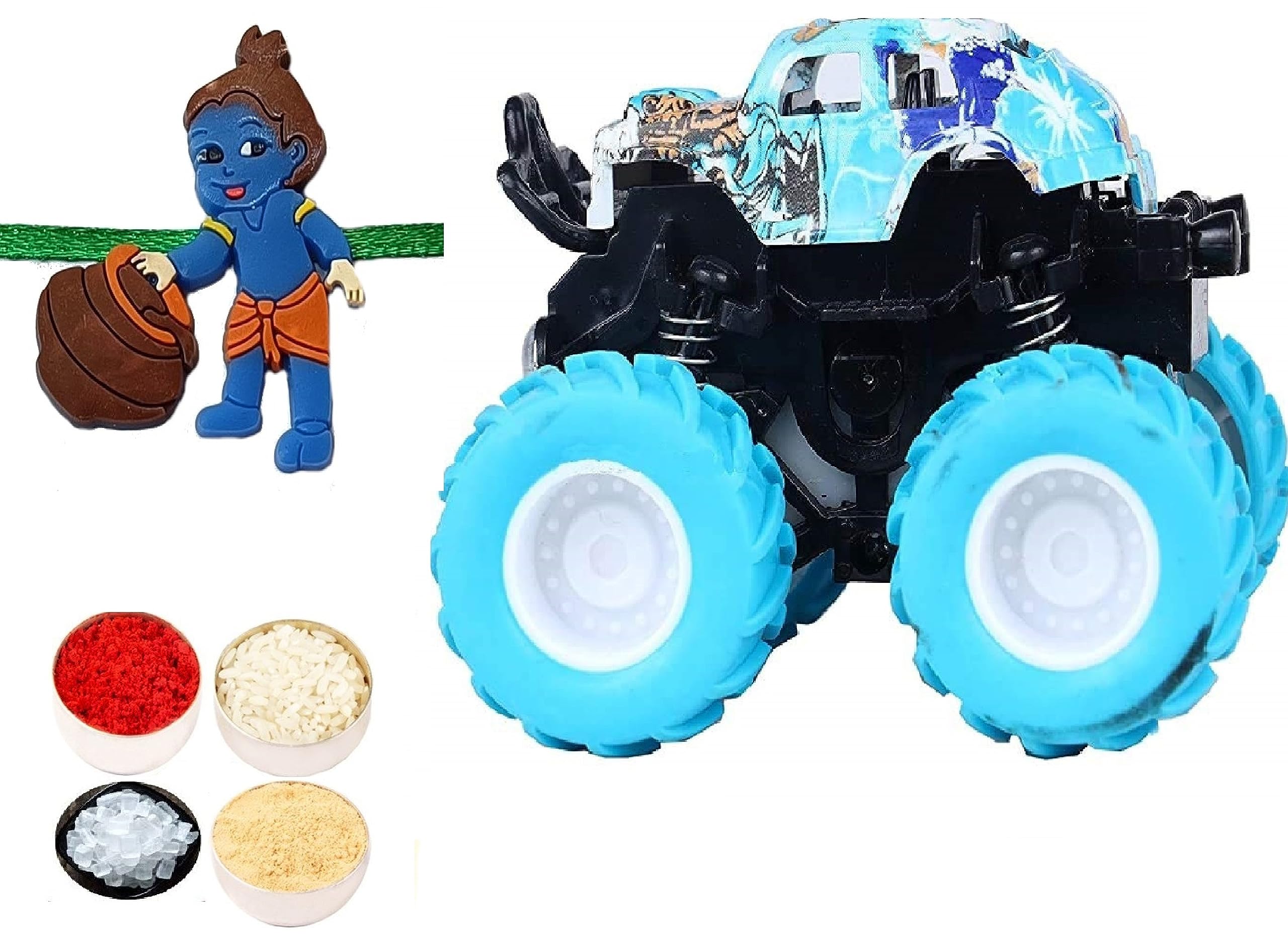 Velour Shoppe Little Krishna Rakhi For Kids Brother With Car Monster Truck Toy, Roli Tikka Packet For Little Small Bhai Bhaiya, Multicolor (B0B7MF93FQ) Amazon Price History, Amazon Price Tracker