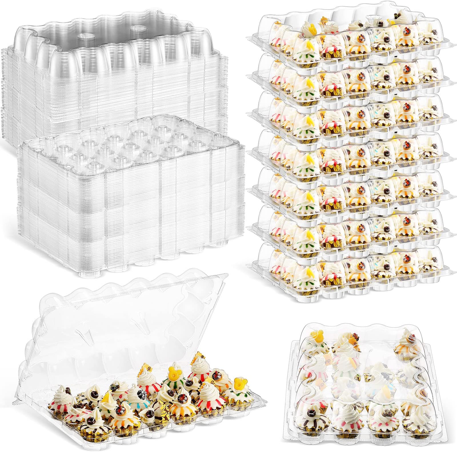 5 Cupcake Containers Plastic Disposable Clear Mini