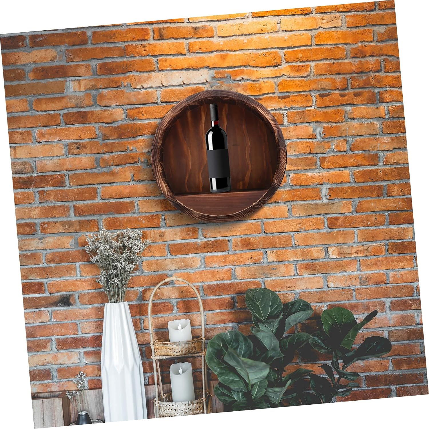 Vintage Wall Mounted Wine Rack Rustic Liquor Shelf for Whiskey Wine and Decorative Items Space-Saving Home Bar Display for Easy Installation