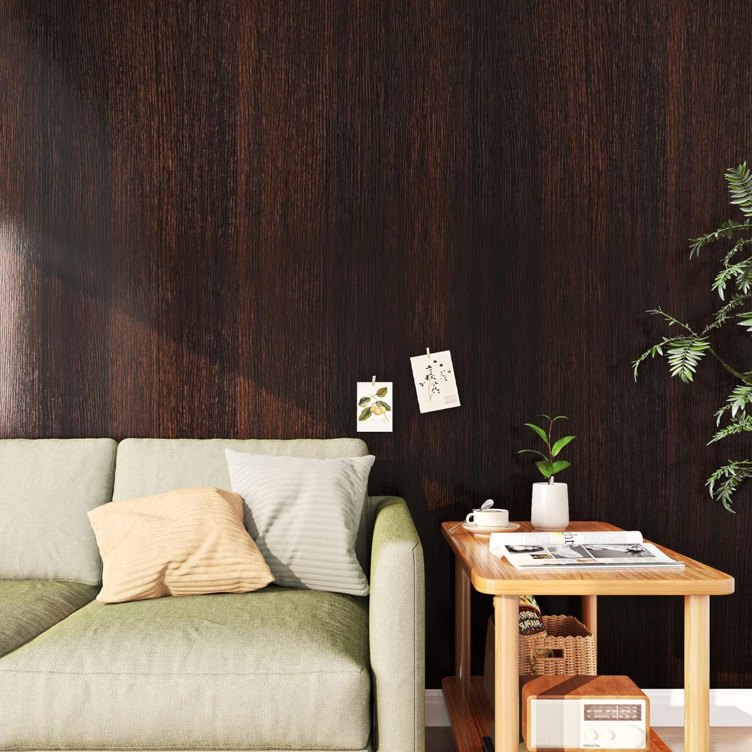 FunStick Vinilos para Muebles Madera Papel Adhesivo para Encimera de Cocina Impermeable 90CM×5M Papel Pintado Cocina Lavable Pared Efecto Madera Oscura Vinilo Autoadhesivo Dormitorio Salón Marrón