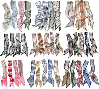 RFQMNO 40 Pack Hair Scarves for Women, 35"x2.36" Lightweight Silk-Like Headbands, Purse Bag Accessories & Gifts