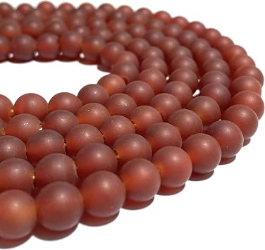 ABCGEMS (2mm Large Hole, Matte, Non-Waxed) Madagascan Cranberry Carnelian Beads (Consistent Hole Size Perfect for Using Thicker Cords or Wires, Such as Leather, Suede) Smooth Round Tiny 6mm