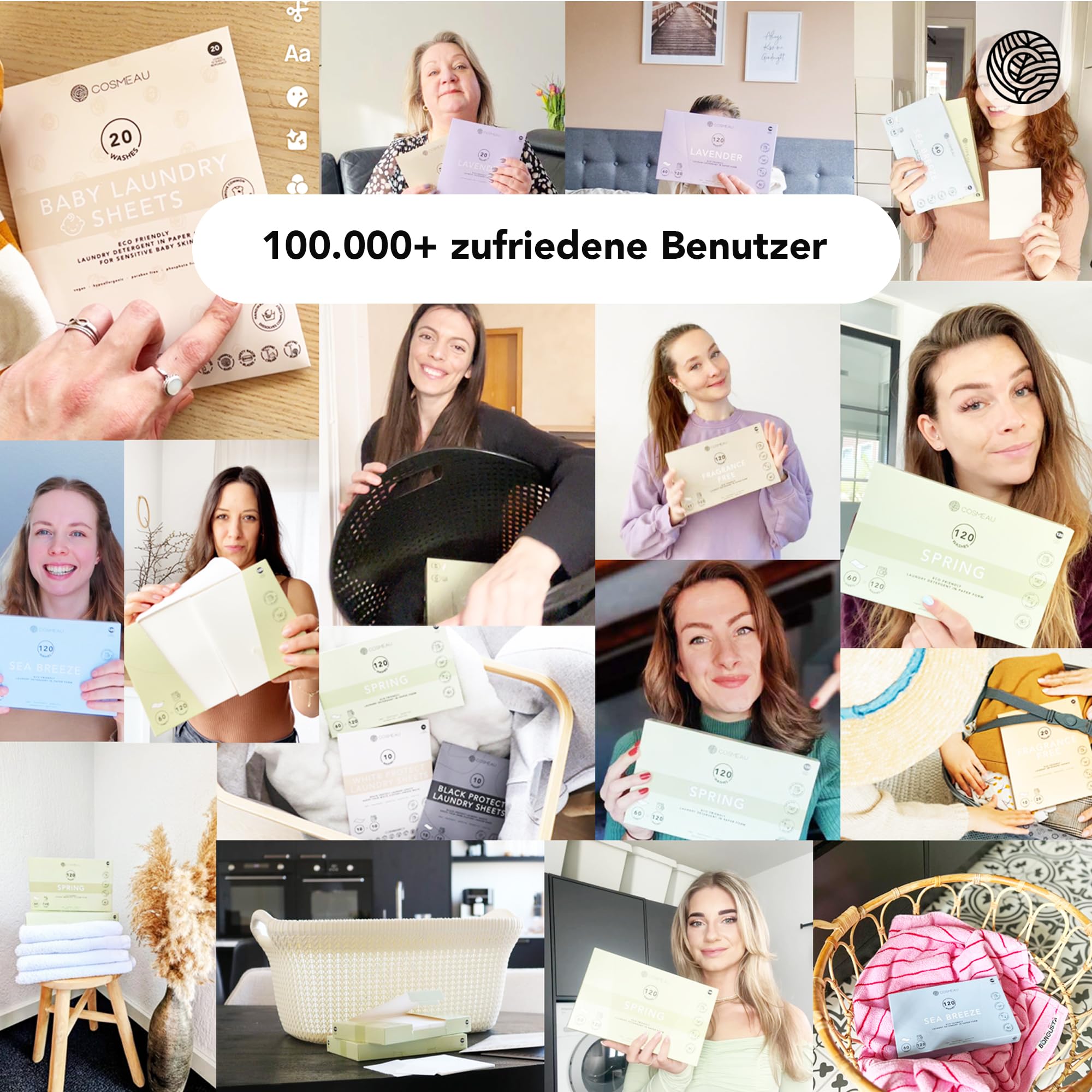 Cosmeau Waschmittel Blätter Meeresbrise – bis zu 120 Waschgänge (120 Blätter) – Nachhaltiges Waschmittel für Weiß, Farbe und Schwarz – Abbaubar & Perfektes Reisewaschmittel