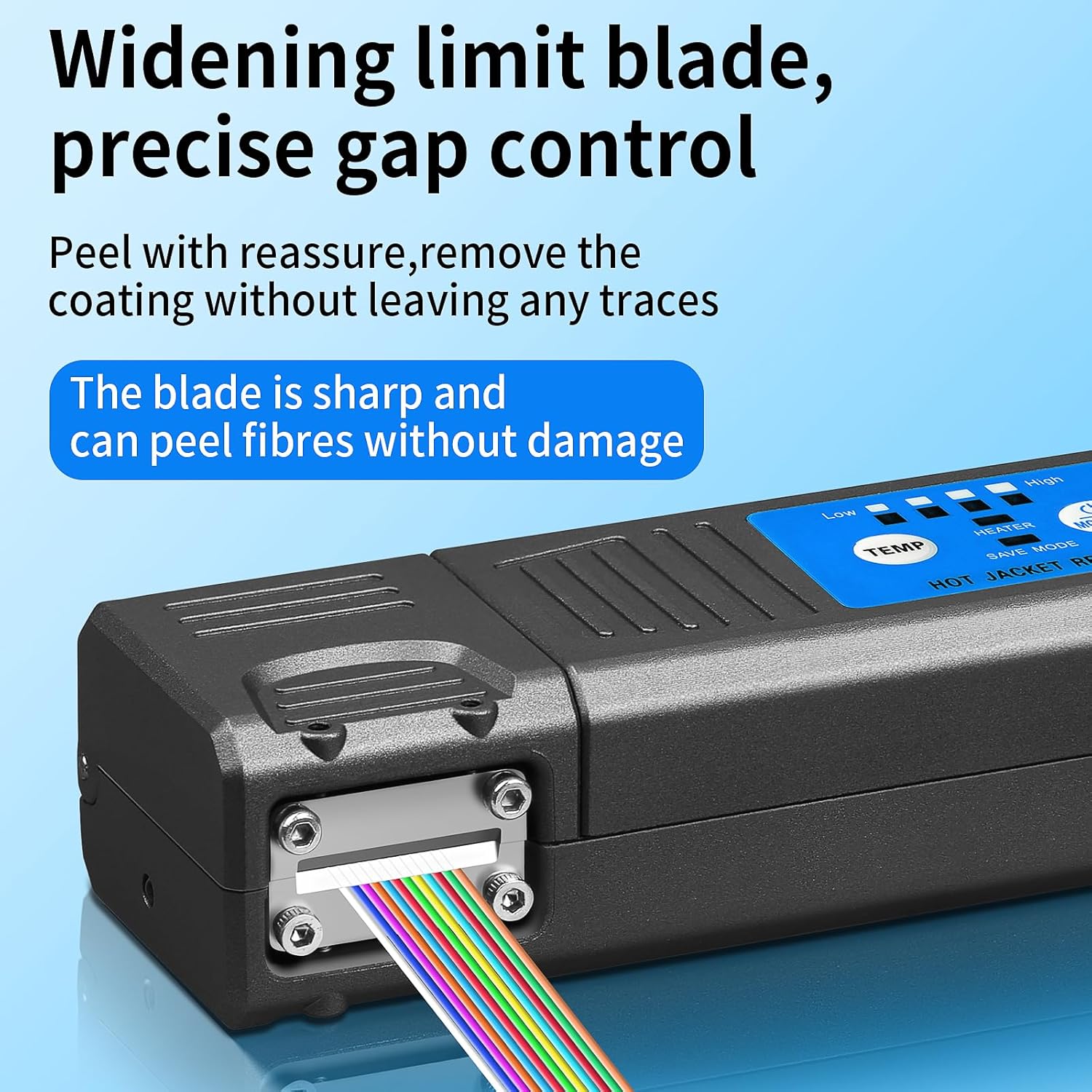M8 Fiber Optical Thermal Stripper Handheld Horizontal Thermal Stripper Suitable for Bundled/Bare Fiber/Strip Fiber 1-48 Core Fiber Automatic Heating Stripping Tool