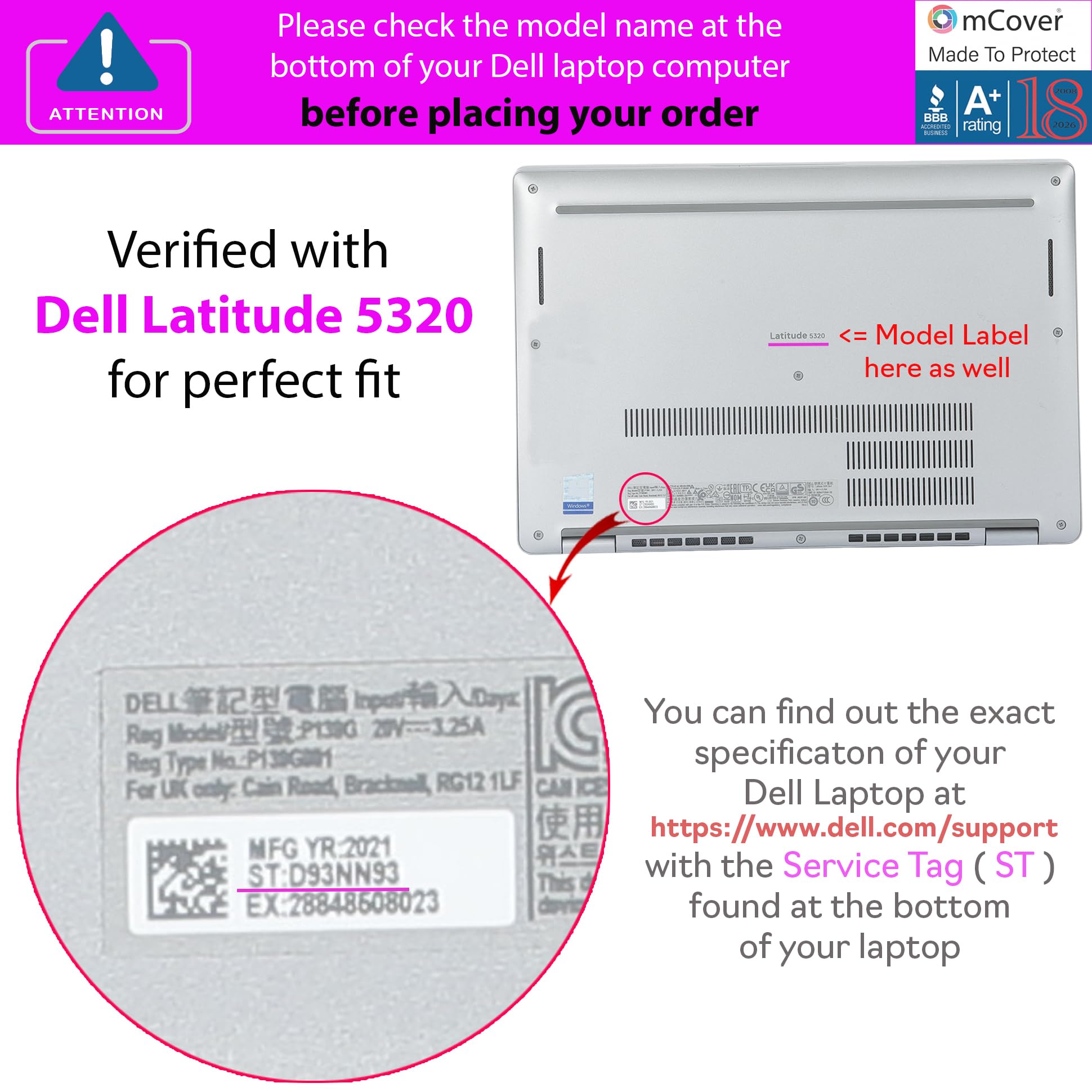 mCover Coque Uniquement Compatible avec Dell Latitude 5320 5330 2021 à 2022 13,3" (ne Convient Pas aux Autres modèles Dell) – Transparent