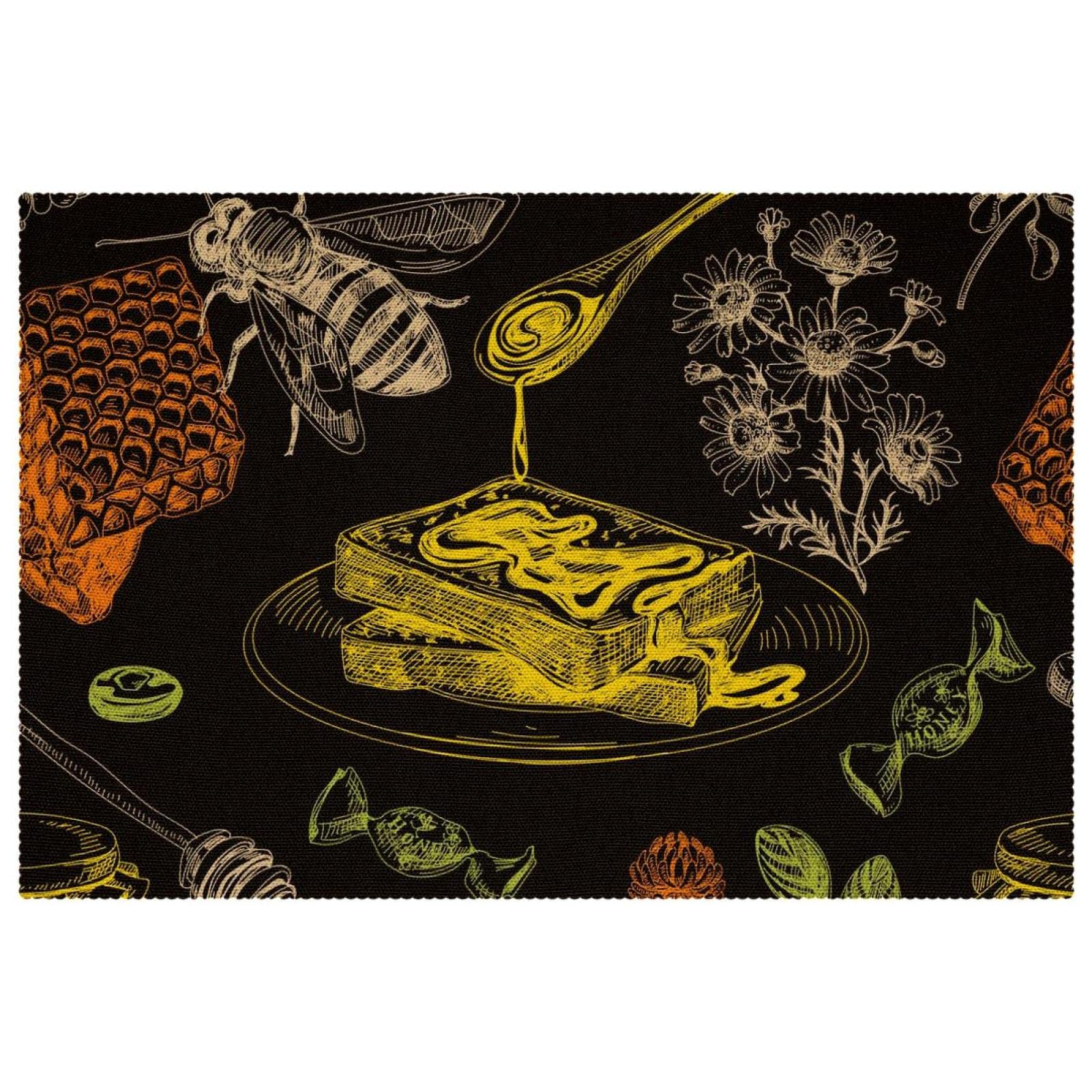 Set de table en nid d'abeille lot de 6 pièces lavables 30x45 cm pour dîner