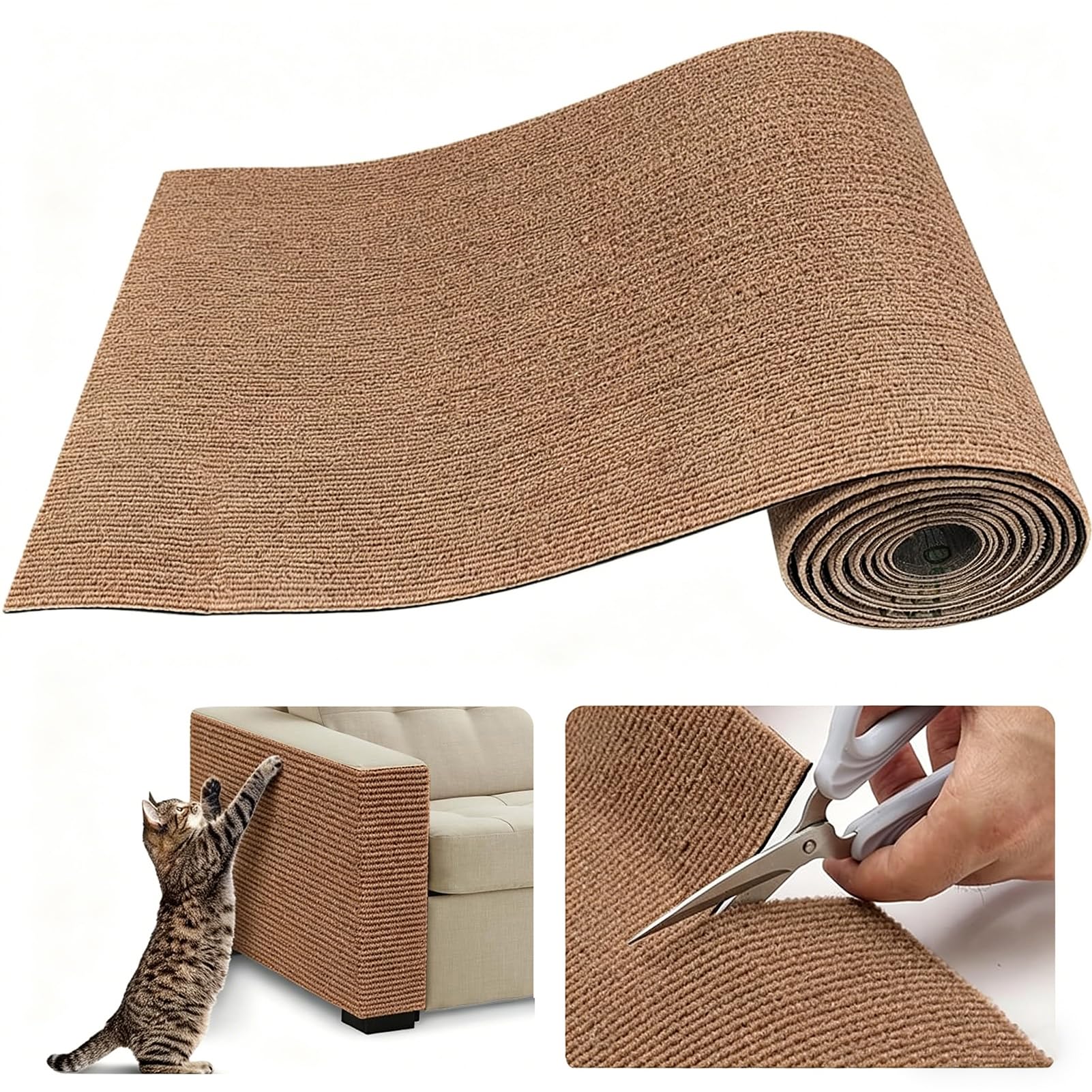 Trimmbare Selbstklebend Kratzteppich Katze Wand kratzschutz Sofa Katze Schutz Katzen kratzmatte Teppich bedeckt 40X200CM Katze Couch Schutz von DIY Katze Krallen katzenteppich