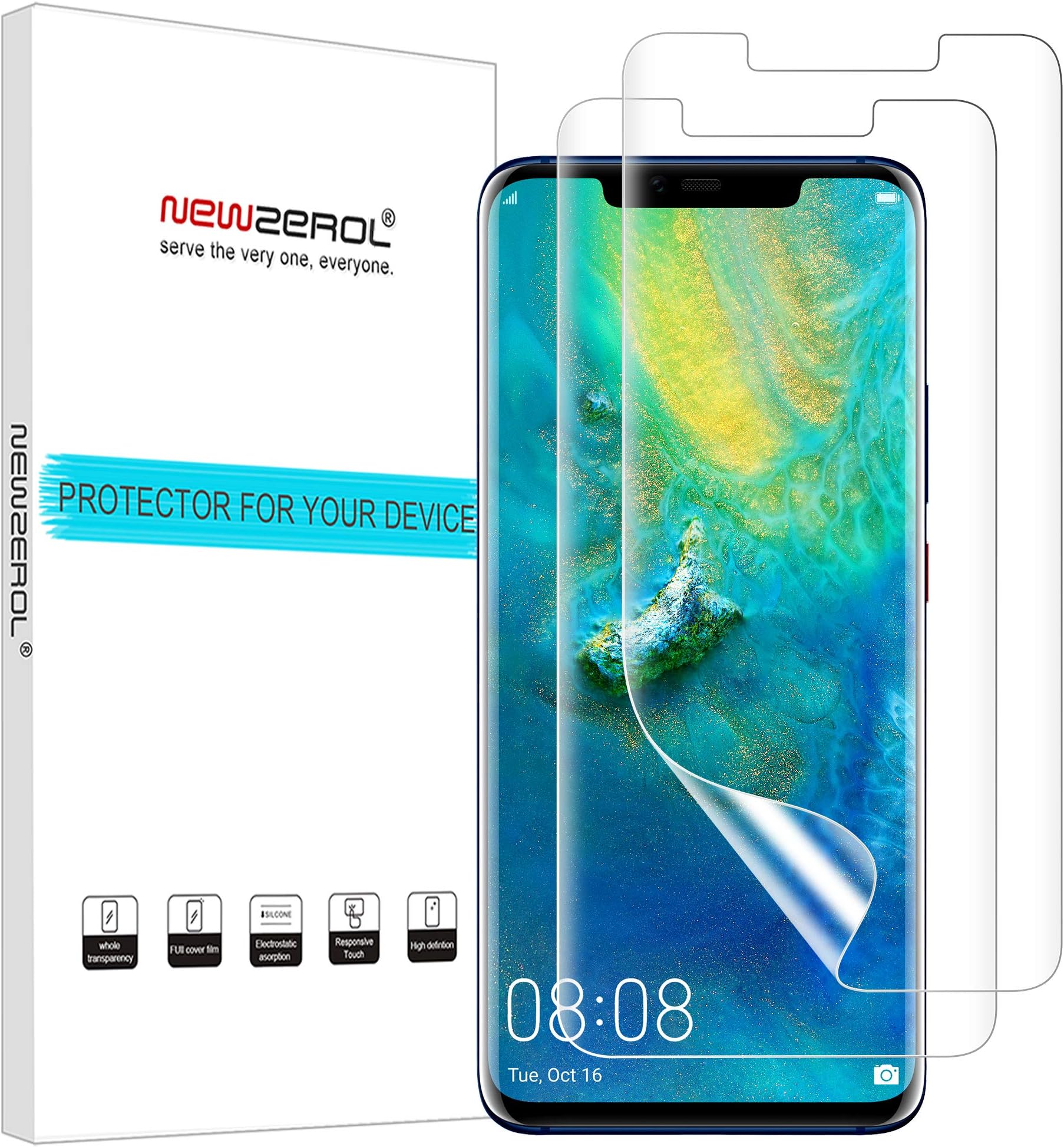 (2 Pack Soft TPU Screen Protector for Huawei Mate 20 Pro – Full Coverage Edge-to-Edge Protection, HD Clarity, Anti-Scratch, Bubble-Free Installation