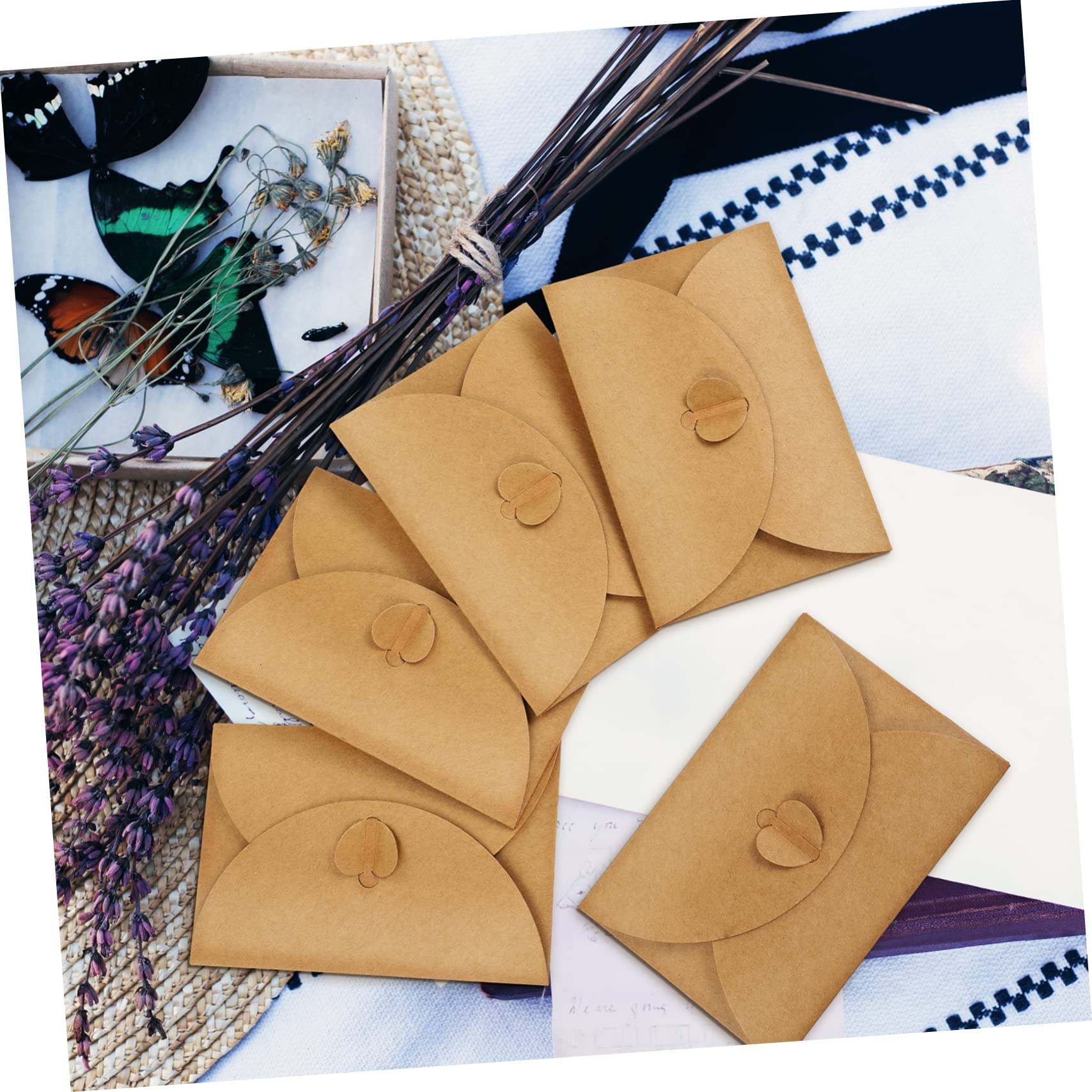 EXCEART 1 Juego Hebilla De Corazón Papel Kraft Tarjetas Festivas Pequeños Bolsillos De Sobre Sobres De Corazón Tarjetas Vacias Papel Kraft Mini Sobre Retro Colocar En Forma De Corazon