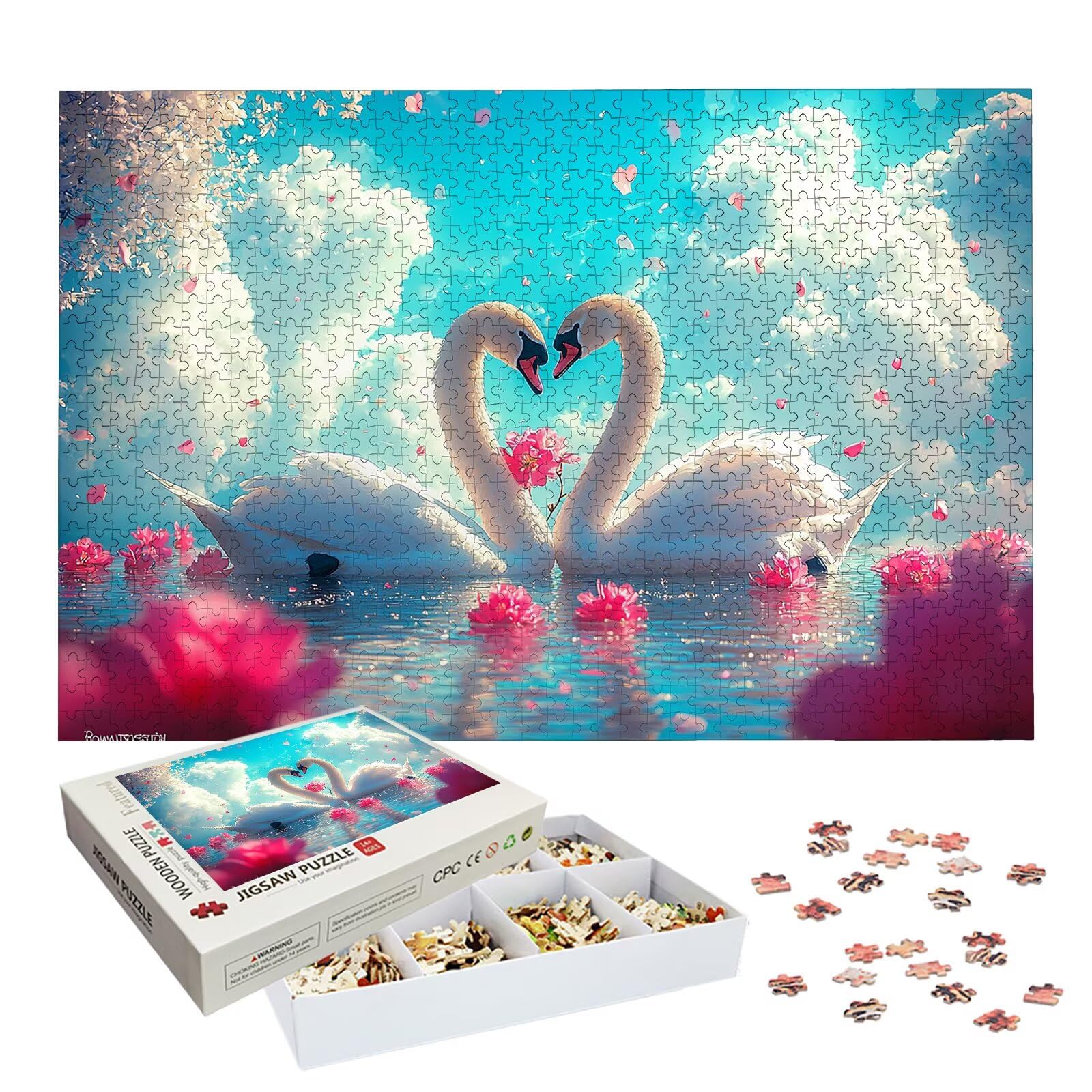 Puzzle 2000 Piezas Cisne, Puzzle Animal con Caja para Adultos, 99.5x70.5cm, DIY 2000 Piezas Rompecabezas Madera para Adultos, Rompecabezas Desafiante para Decoracion Hogar y Pared, Regalo Mujer, -7247