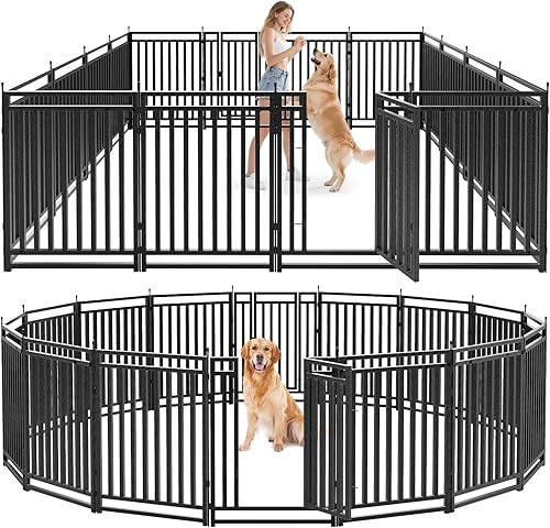 Valla para Perros Exterior para Patio Corralito para Perros Interior 40" de Altura 16 Paneles Corralito Portátil para Cachorros Perrera para Perros