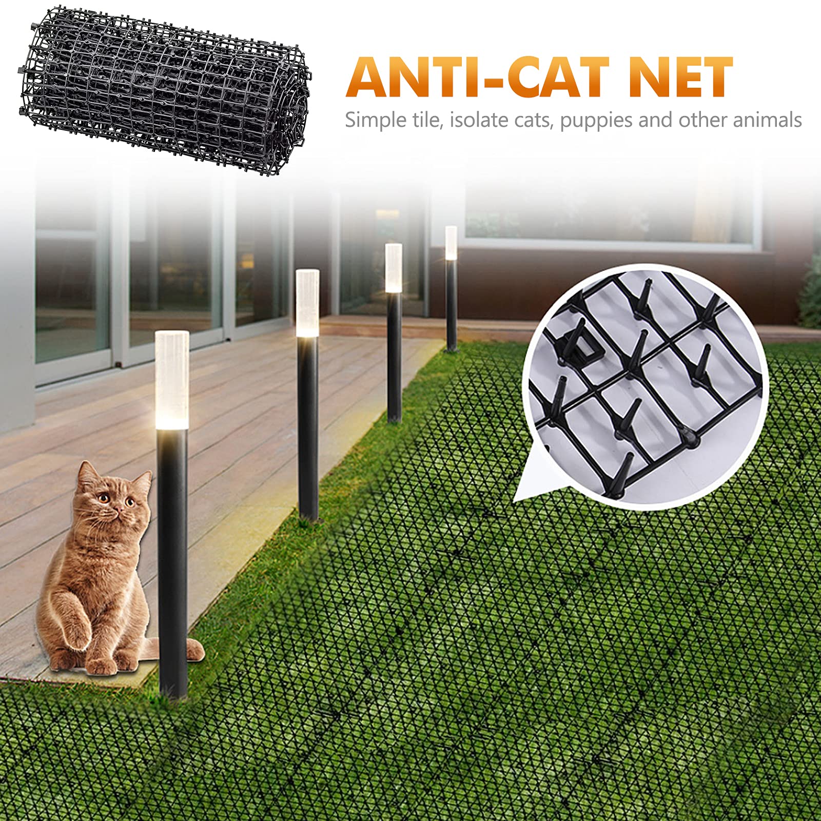 Lot De 12 Tapis Anti-Chat Avec Pointes - 40x20 Cm, PP, Avec 8 Ancrages - Pour Jardin, Plantes, Canapé