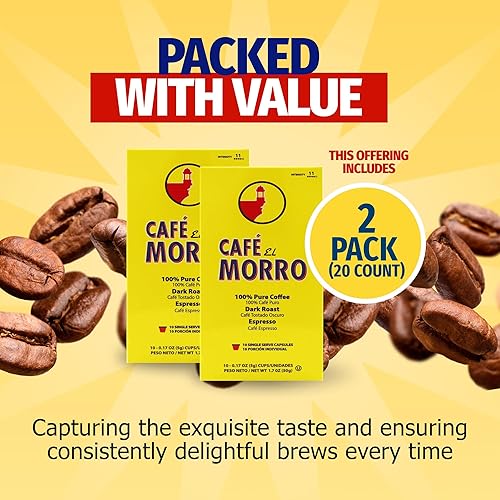 Miniatura 4 de Café El Morro estilo puertorriqueño expreso gourmet, cápsulas compatibles con Nespresso, paquete de 2 (20 unidades)