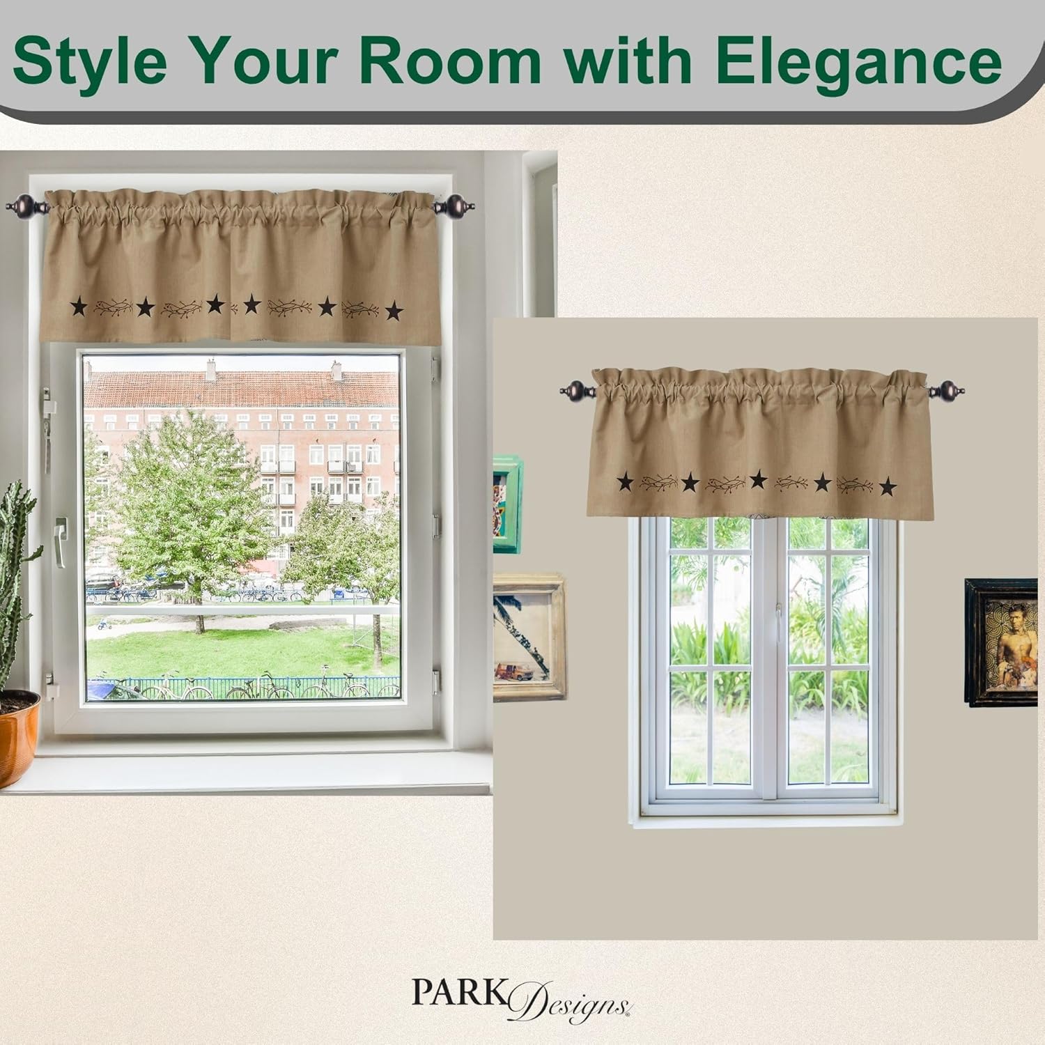 Park Designs Star Vine Embroidered Valance 60" X 14"