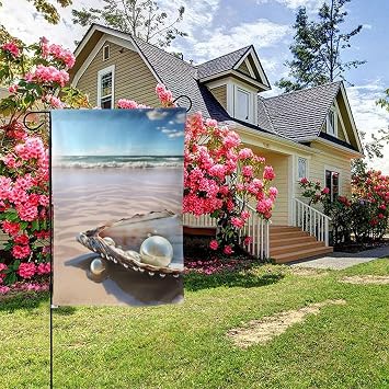 Ocean Beach Mussel Pearl Garden Flag 28x40 Inch Double Sided Vertical Welcome Summer Flags No Fade House Flags Yard Banner For Seasonal Farmhouse Yard Outdoor Decor